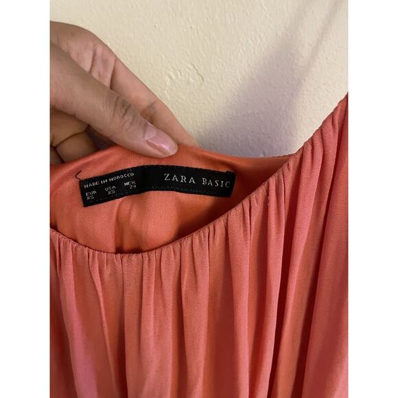 Zara Dress Women's XS Coral Pink Mini Frill Draped Ruffle Strappy Layered - Picture 3 of 6